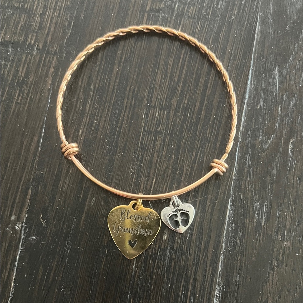 Gold and Silver Heart Blessed Grandma Charm Bracelet